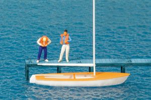 Korsar Boat w/Sailors(2) Life Jackets Exclusive Figure Set