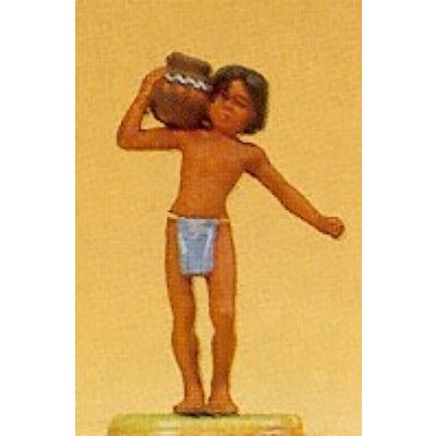 Native American Child Marching with Pitcher Figure