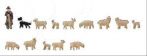 Shepherd (1) Sheepdog (1) & Sheep (12) Figure Set