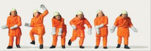 Firemen (6) in Orange Uniform Figure Set