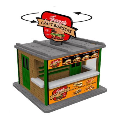 O Scale Jimmy's Burger Booth withRotating Banner and Illumination