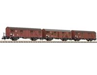 3-unit set, Covered goods wagon, Gbs 253, 1 with and 2 without platform, era IV