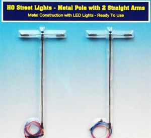 US Street Light Metal Pole w/2 Straight Arms (2)