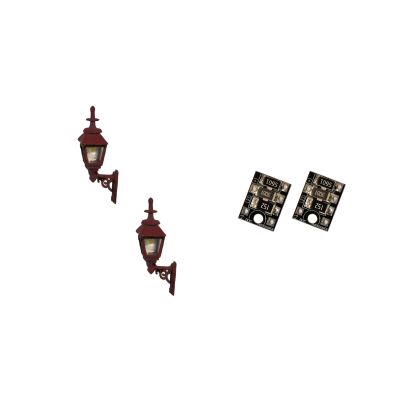 4mm Scale Gas Wall Lamps - Maroon (2 pack)
