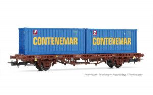 RENFE MC1 Flat Wagon w/2 x 20' Contenemar Containers