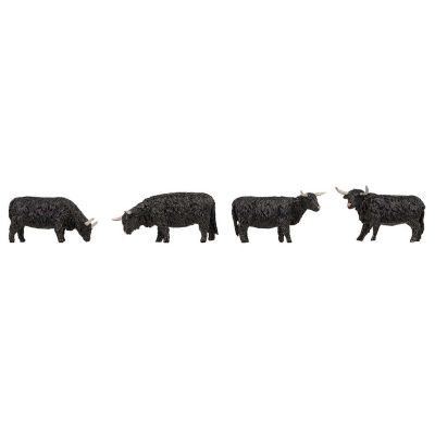 Black Highland Cattle (4) Figure Set