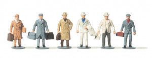Male Passengers (6) with Luggage Figure Set