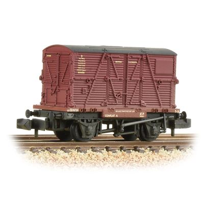 Conflat Wagon BR Bauxite (Early) with BR Crimson BD Container [W, WL]