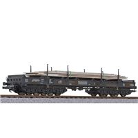 6-axle coil transport wagon, Sahmms 357, load of steel-plates , NS, era V weathered