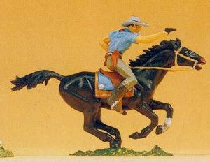 Cowboy Riding with Revolver Figure