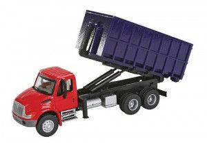 International 4300 Dual Axle Dumpster Carrier Truck Red/Blue