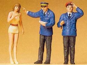Railway Staff (2) with Young Lady Figure Set