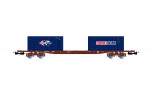 D-ERR Sgss 4 Axle Flat Wagon w/20' CMA CGM Container Load