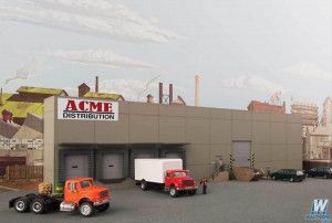 Modern Concrete Warehouse Background Building Kit