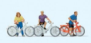 Cyclists Waiting at Level Crossing (3) Exclusive Figure Set