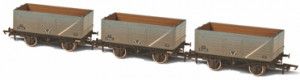 7 Plank Mineral Wagon Set (3) BR Grey Weathered