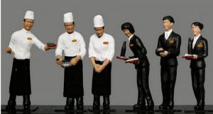 Japanese Twilight Express Dining Car Staff (6) Figure Set