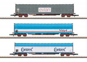 SNCF Contrex/Evian/Vittel Sliding Tarpaulin Wagon Set(3) V