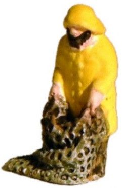 Fisherman in Yellow Oilskins, With Net Height - 24.5mm