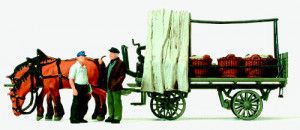 Horse Drawn Flat Wagon with Vegetable Load