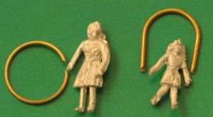 Unpainted Whitemetal Girls (2) w/Hoop and Rope Figure Set