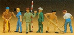 Road Workers (6) with Tools Standard Figure Set