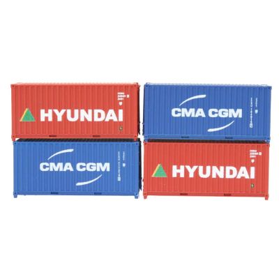 20ft Container Set (4) Hyundai/CMA CGM Weathered