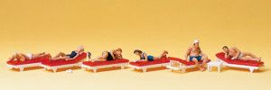 Sunbathers on Sunbeds (6) Exclusive Figure Set
