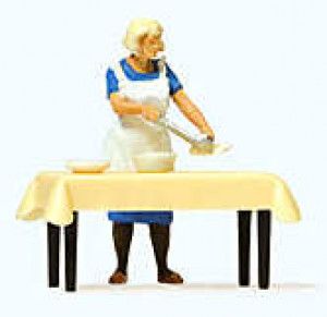 Housewife at the Table Serving Dinner Figure