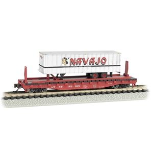 52'6" Flat Car Santa Fe with Navajo Freight Lines Trailer