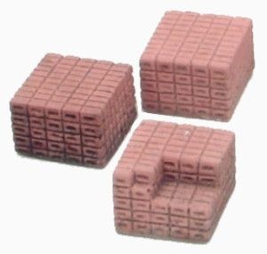 Three Stacks of Red Bricks