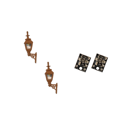 4mm Scale Gas Wall Lamps – Brown (2 pack)
