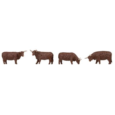 Brown Highland Cattle (4) Figure Set