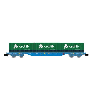 RENFE Bogie Flat Wagon w/3x20' ADIF Containers VI