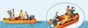 Family in Rubber Dinghy (4) Exclusive Figure Set