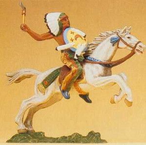 Native American Chief Riding with Tomahawk Figure