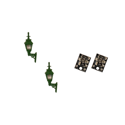 4mm Scale Gas Wall Lamps – Green (2 pack)