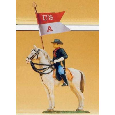 US Government Soldier on Horseback with Flag Figure