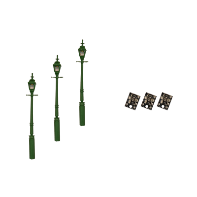 4mm Scale Gas Street/Platform Lamps - Green (3 pack)