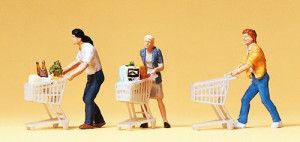 Supermarket Shoppers with Trolleys (3) Exclusive Figure Set