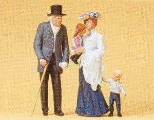 Old Man with Woman and Children Figure Set