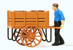 Worker with Hand Cart (Barrel Load) Figure