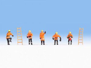Firemen (5) Orange Uniform and Ladders (2) Figure Set