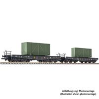 2-unit set flat wagons, DRG,  loaded with camouflaged boxes
