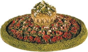 Round Flower Bed with Box Hedge and Ornate Urn