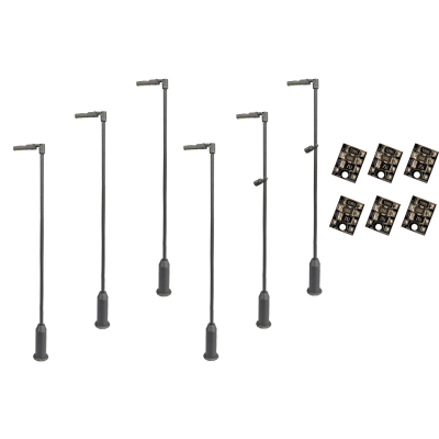 4mm Scale Modern Post Lamps Value Pack - Grey (6 pack)
