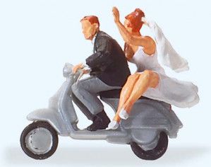 Wedding Couple on Vespa Figure
