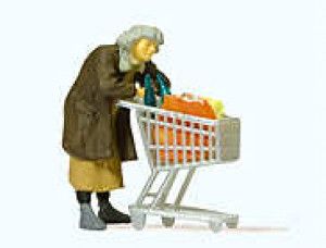 Homeless Woman with Trolley Figure