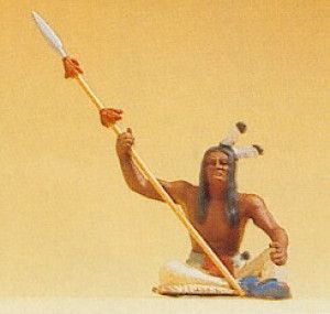 Native American Sitting with Spear Figure