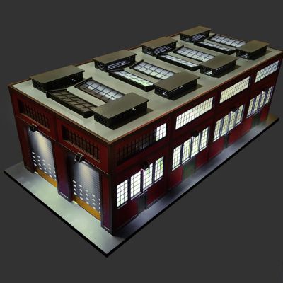 O Scale Dual Stall Modern Engine House withMotorized Doors